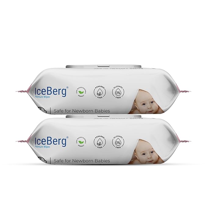 ICEBERG Natural Care Sensitive Baby Wipes, Unscented, Hypoallergenic, 99% Purified Water 80 Wipes in 1 pack (2)